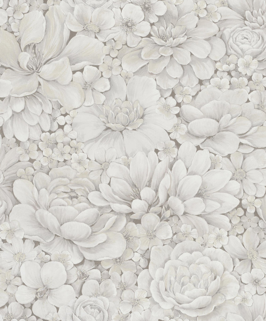 Galerie Floral Texture Silver Grey Wallpaper