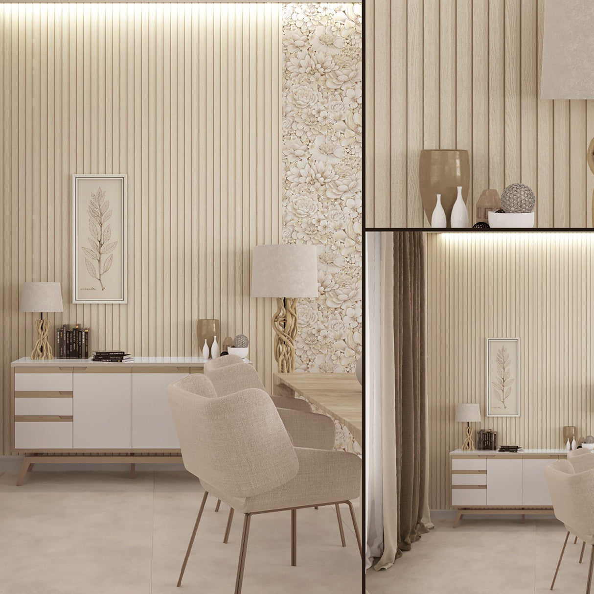 Galerie EN3395714 Eden Wood Stripe Beige Wallpaper EN3395714 Beige Wallpaper
