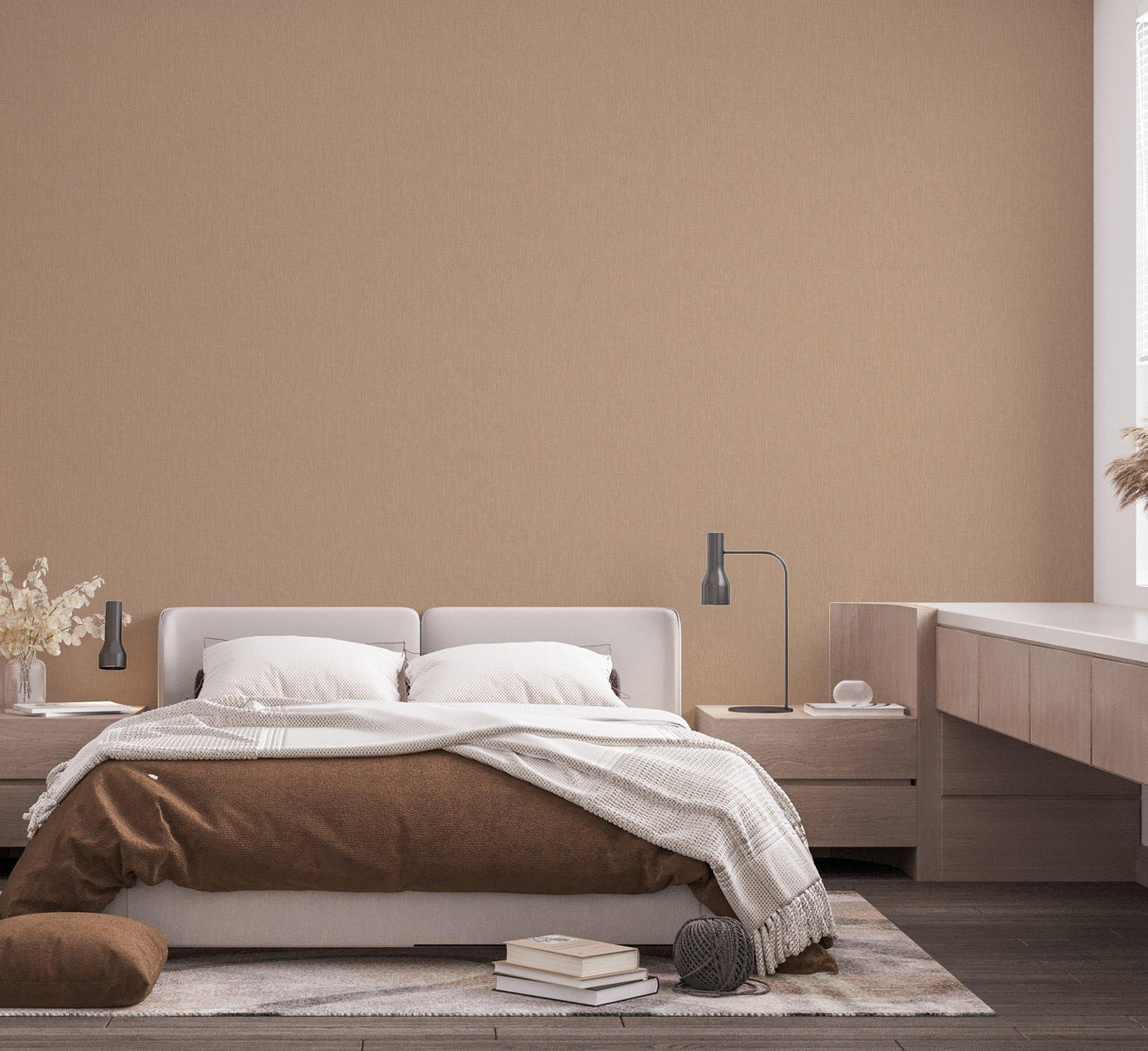 Galerie EN3396614 Eden Linen Bronze Brown Wallpaper EN3396614 Bronze Brown Wallpaper