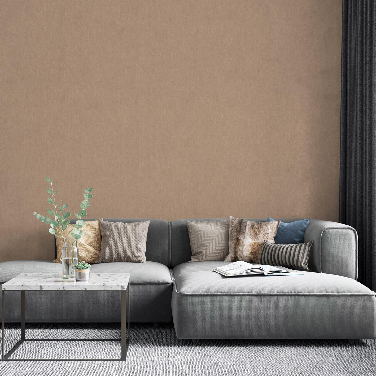 Galerie EN3396614 Eden Linen Bronze Brown Wallpaper EN3396614 Bronze Brown Wallpaper