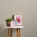 Galerie Linen Effect Textured Beige Wallpaper