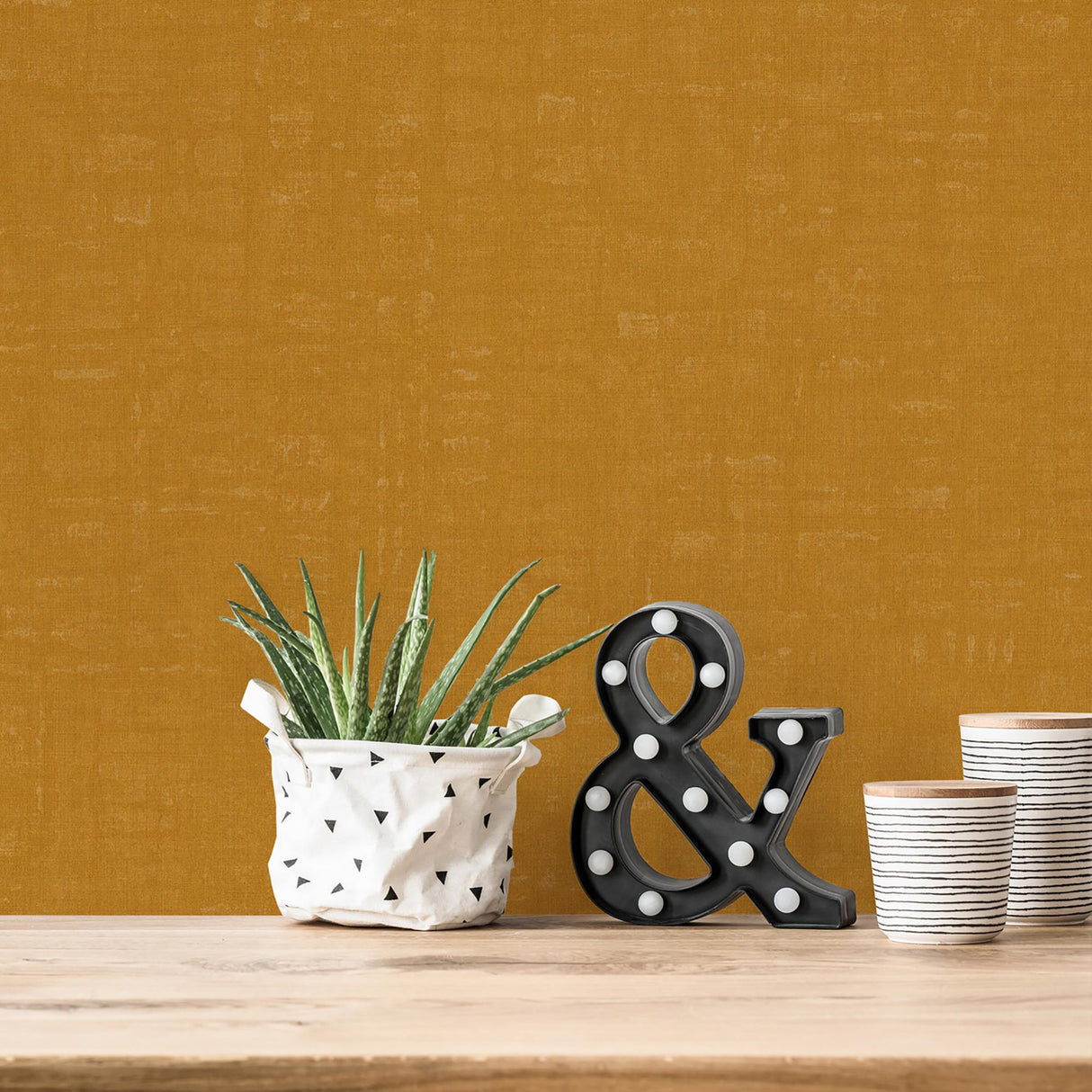 Galerie Linen Effect Textured Gold Wallpaper