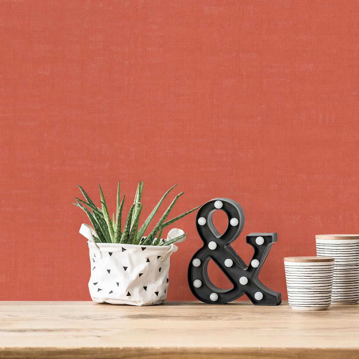 Galerie Linen Effect Textured Orange Wallpaper