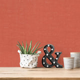 Galerie Linen Effect Textured Orange Wallpaper
