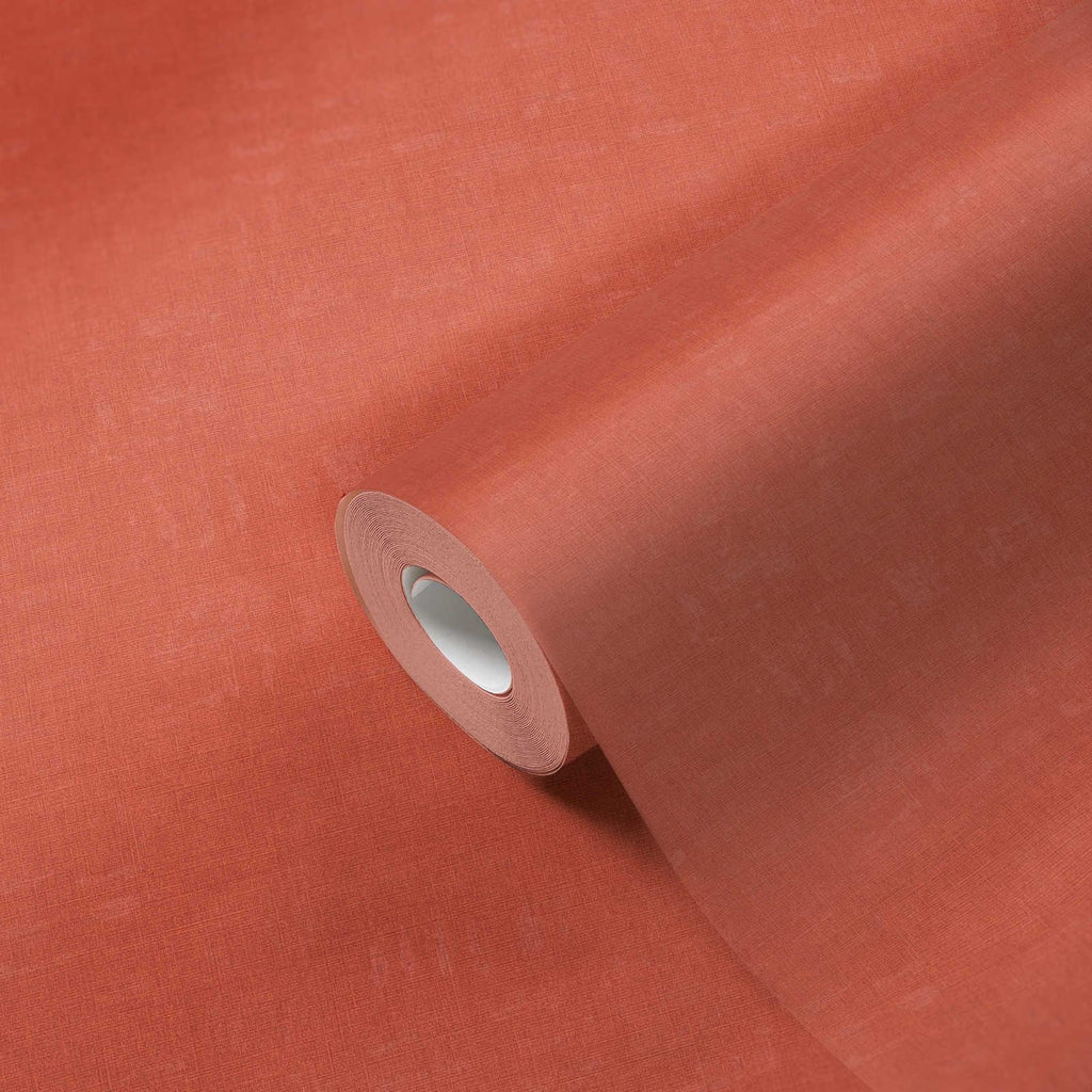 Galerie Linen Effect Textured Orange Wallpaper