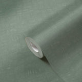 Galerie Linen Effect Textured Green Wallpaper