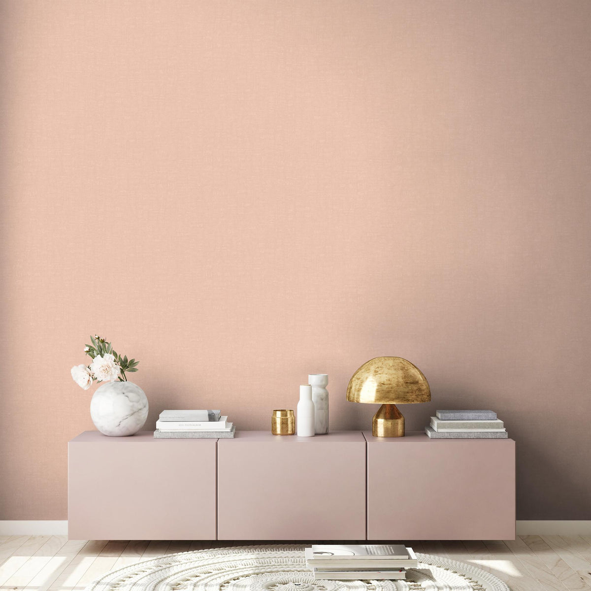 Galerie Linen Effect Textured Pink Wallpaper