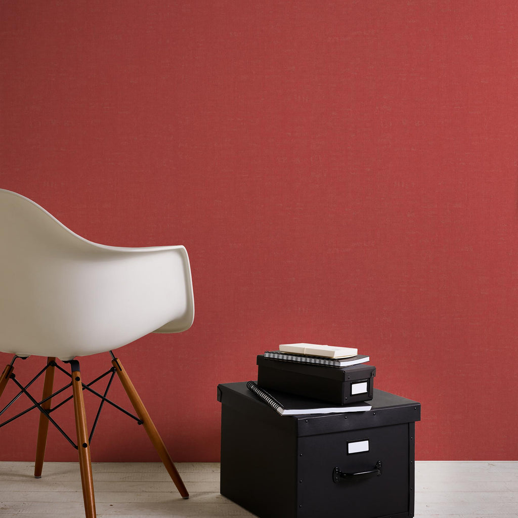 Galerie Linen Effect Textured Red Wallpaper