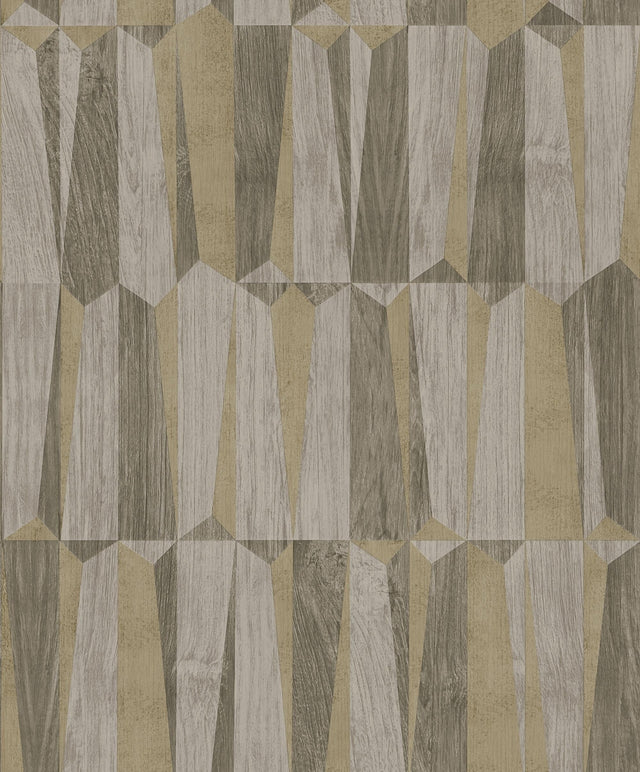 Galerie Geo Point Wood Effect Motif Bronze Brown Wallpaper