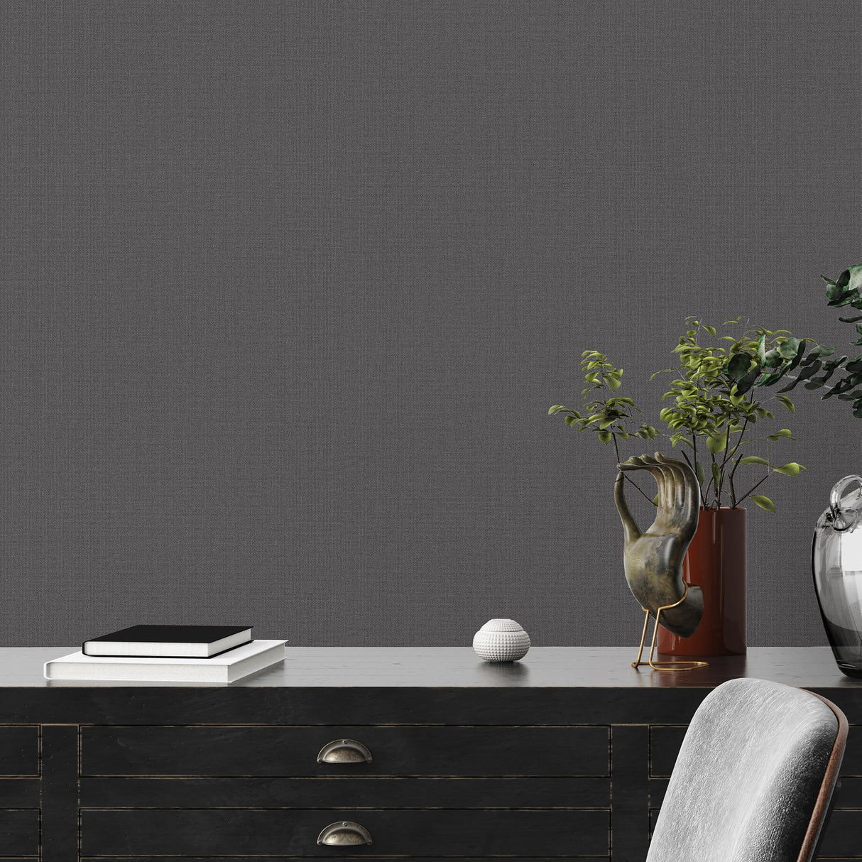 Galerie Hessian Effect Textured Silver Grey Wallpaper