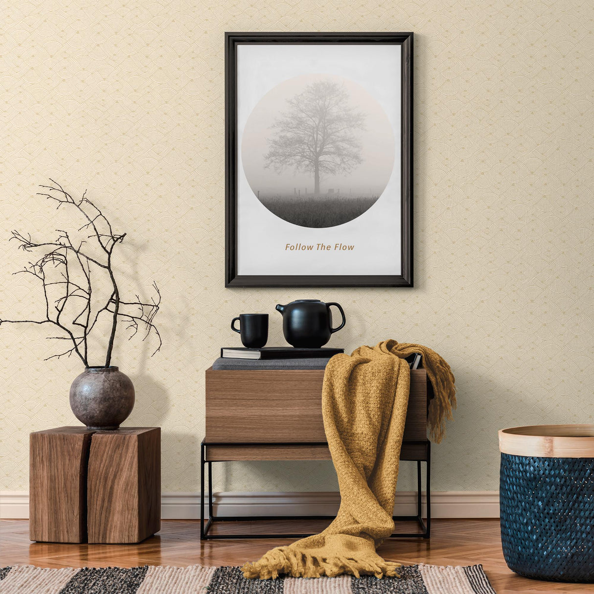 Galerie Geo Swirl Motif Cream Wallpaper