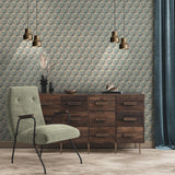 Galerie Geometric Motif Blue Wallpaper