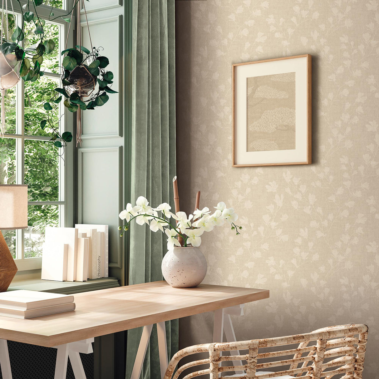Galerie Floral Trail Motif Beige Wallpaper