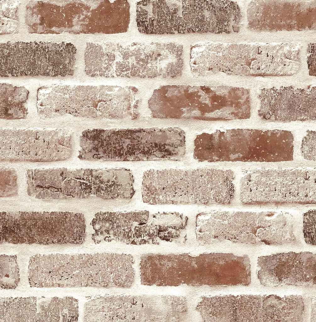 Seabrook Washed Brick Red Wallpaper