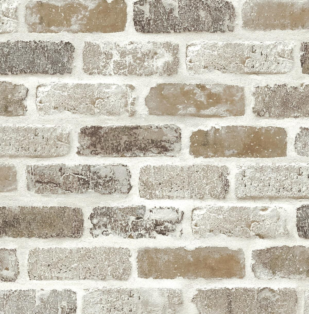 Seabrook Washed Brick Beige Wallpaper