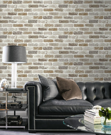 Seabrook Washed Brick Beige Wallpaper