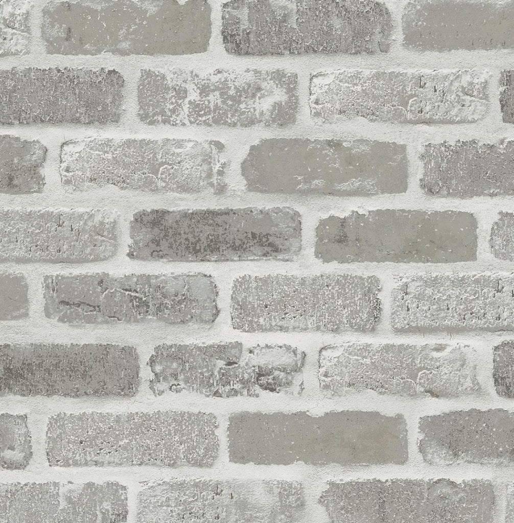 Seabrook Washed Brick Grey Wallpaper