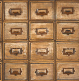 Seabrook Library Card Catalog Tawny Wallpaper
