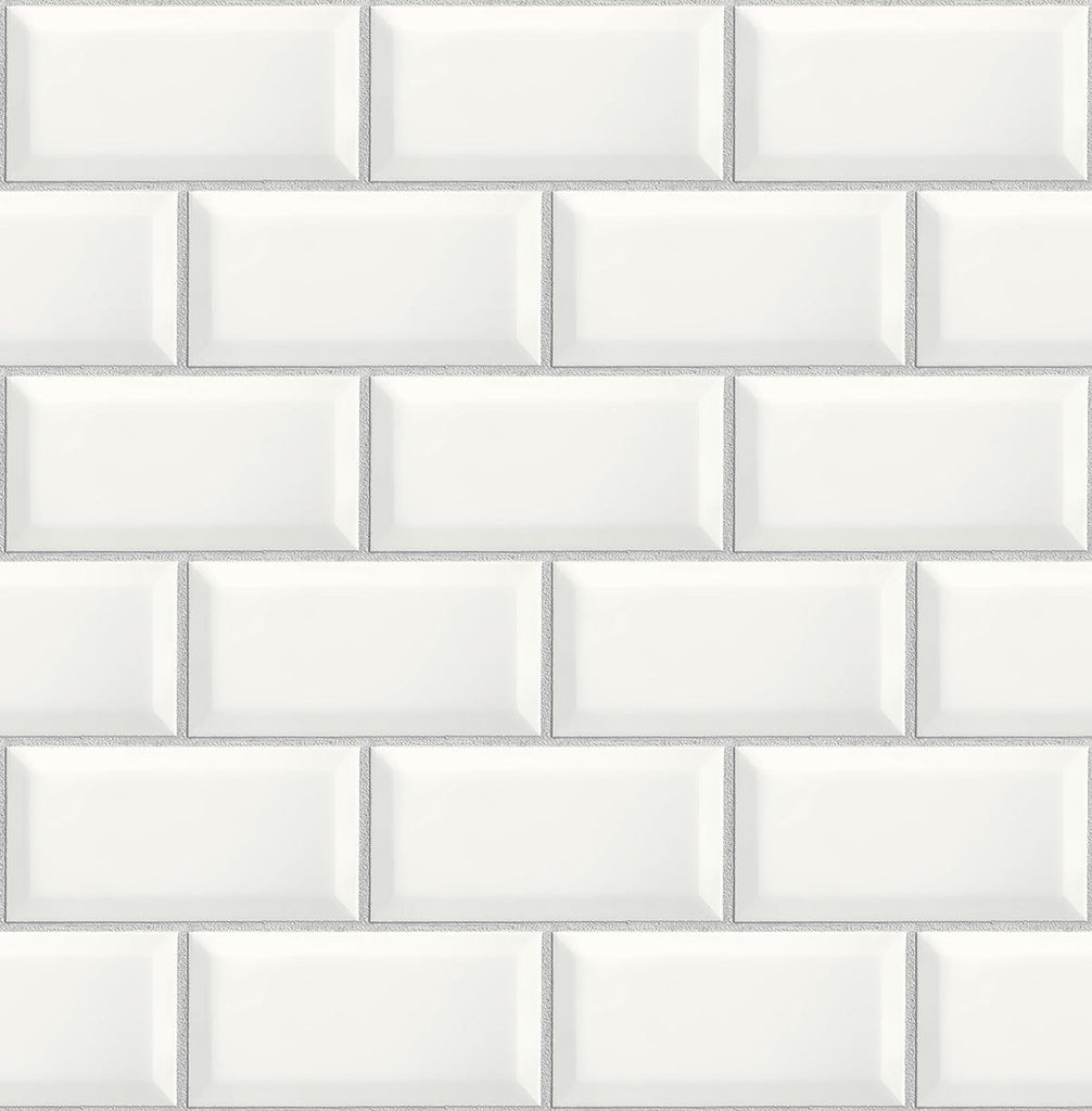 Seabrook Large Subway Tile White Wallpaper