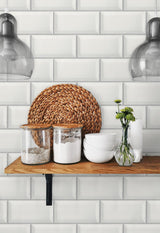 Seabrook Large Subway Tile White Wallpaper