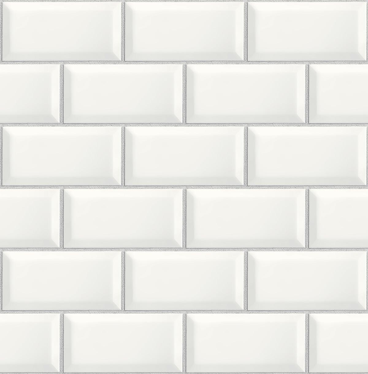 Seabrook Large Subway Tile Alabaster & Grey Wallpaper