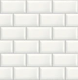 Seabrook Large Subway Tile Alabaster & Grey Wallpaper