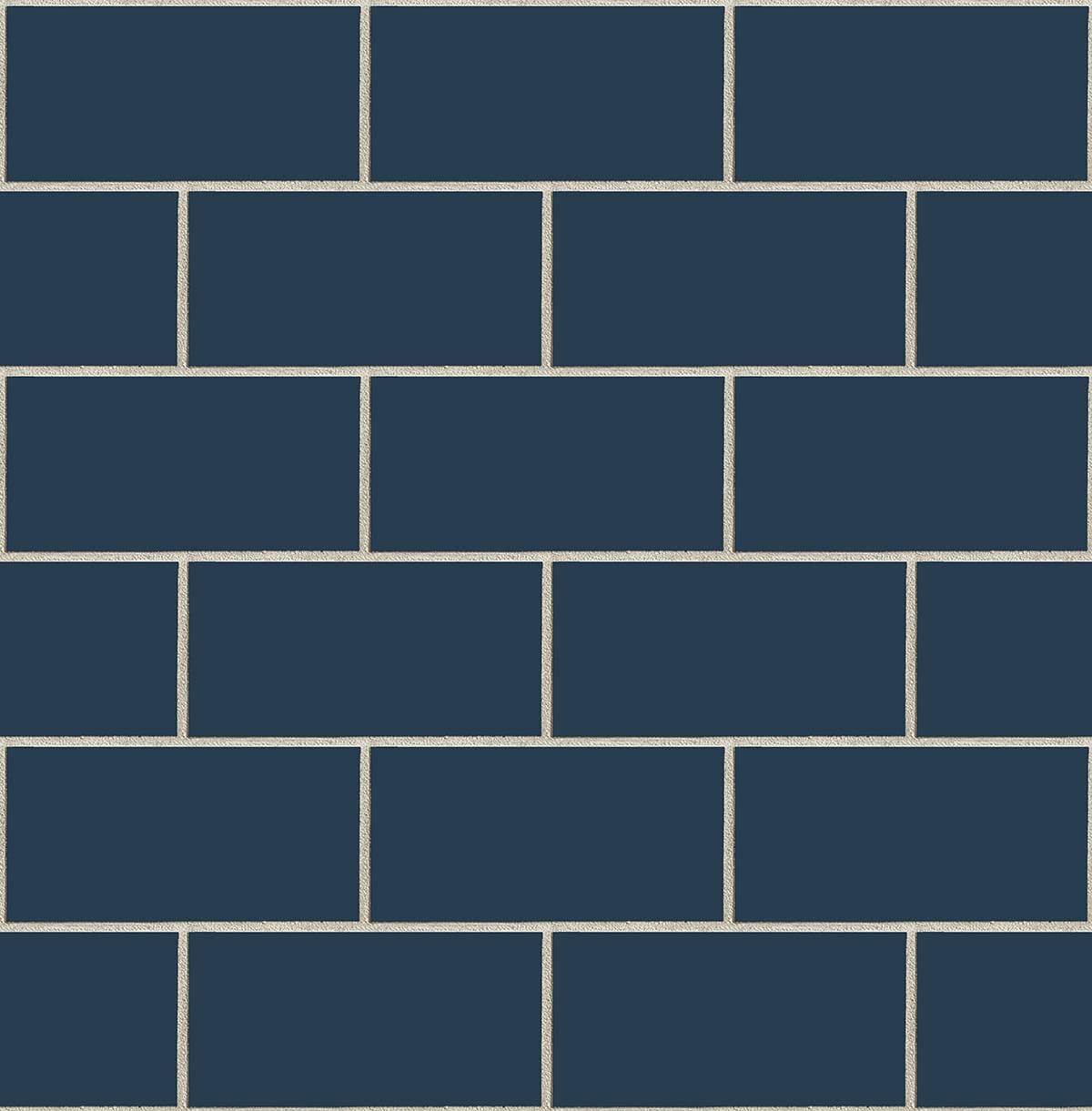 Seabrook Retro Subway Tile Navy Blue Wallpaper