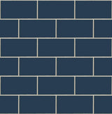 Seabrook Retro Subway Tile Navy Blue Wallpaper