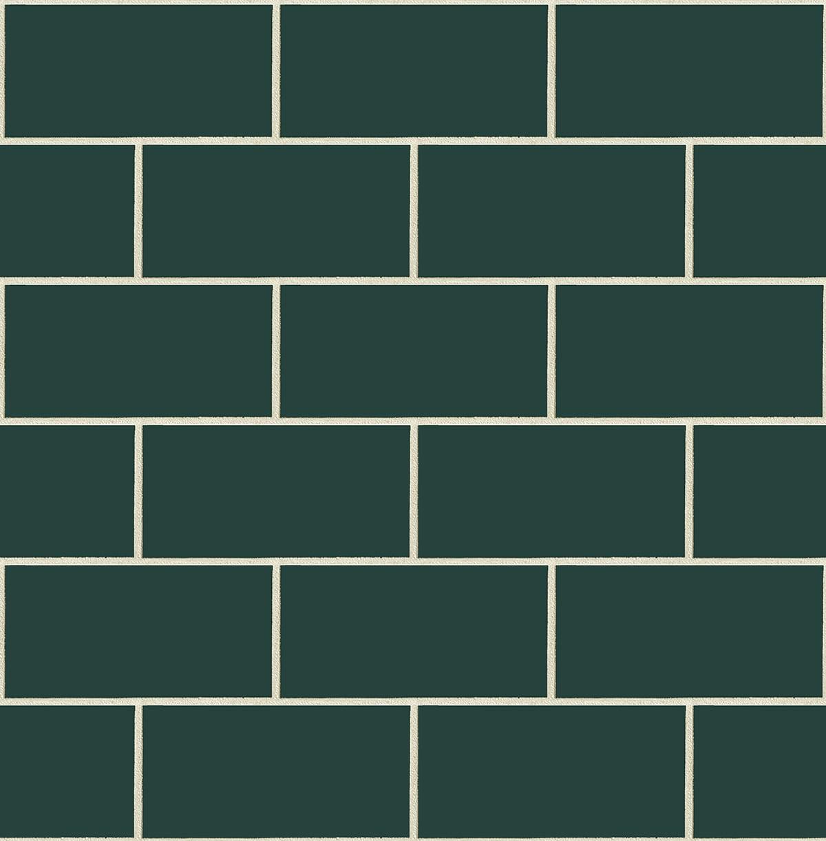 Seabrook Retro Subway Tile Evergeen Wallpaper