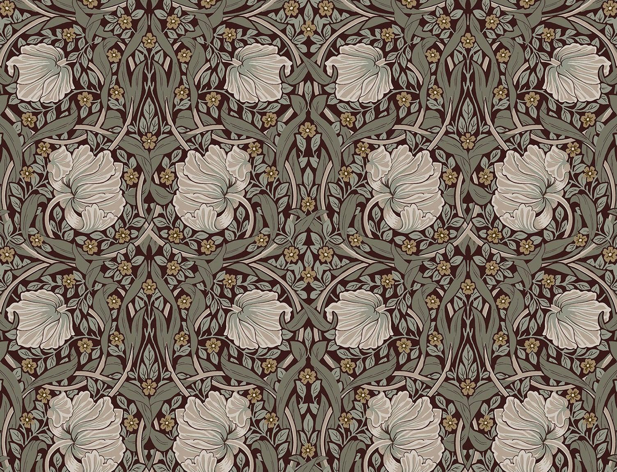 Seabrook Pimpernel Floral Auburn & Eucalyptus Wallpaper