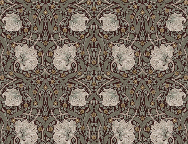 Seabrook Pimpernel Floral Auburn & Eucalyptus Wallpaper
