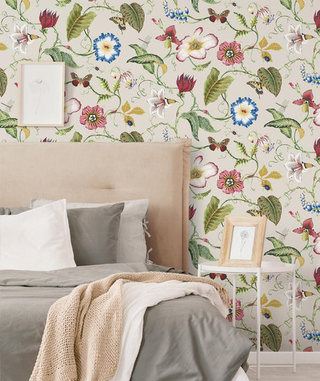 Seabrook Summer Garden Floral Multicolored Wallpaper