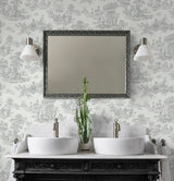 Seabrook Chateau Toile Grey Wallpaper