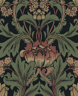 Seabrook Primrose Floral Denim Blue & Auburn Wallpaper
