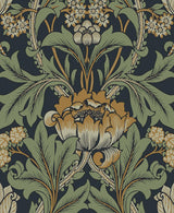 Seabrook Primrose Floral Midnight Blue & Goldenrod Wallpaper