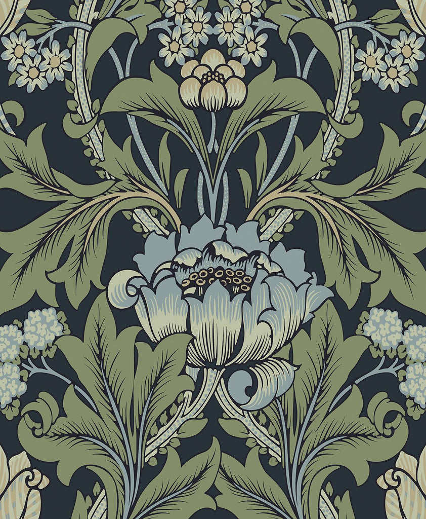 Seabrook Primrose Floral Blue Wallpaper