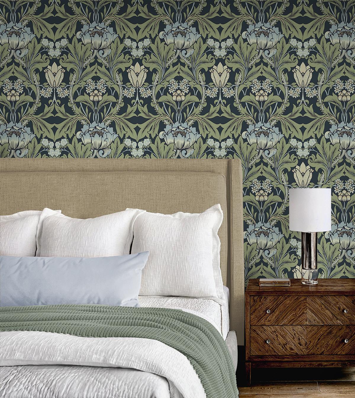 Seabrook Primrose Floral Blue Wallpaper