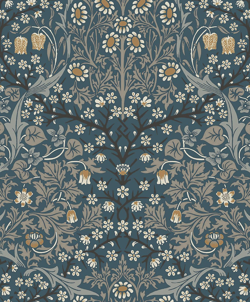 Seabrook Victorian Garden Blue Wallpaper