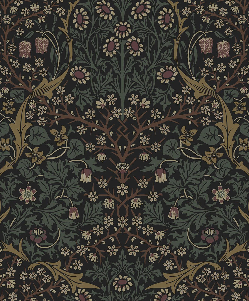 Seabrook Victorian Garden Black Wallpaper