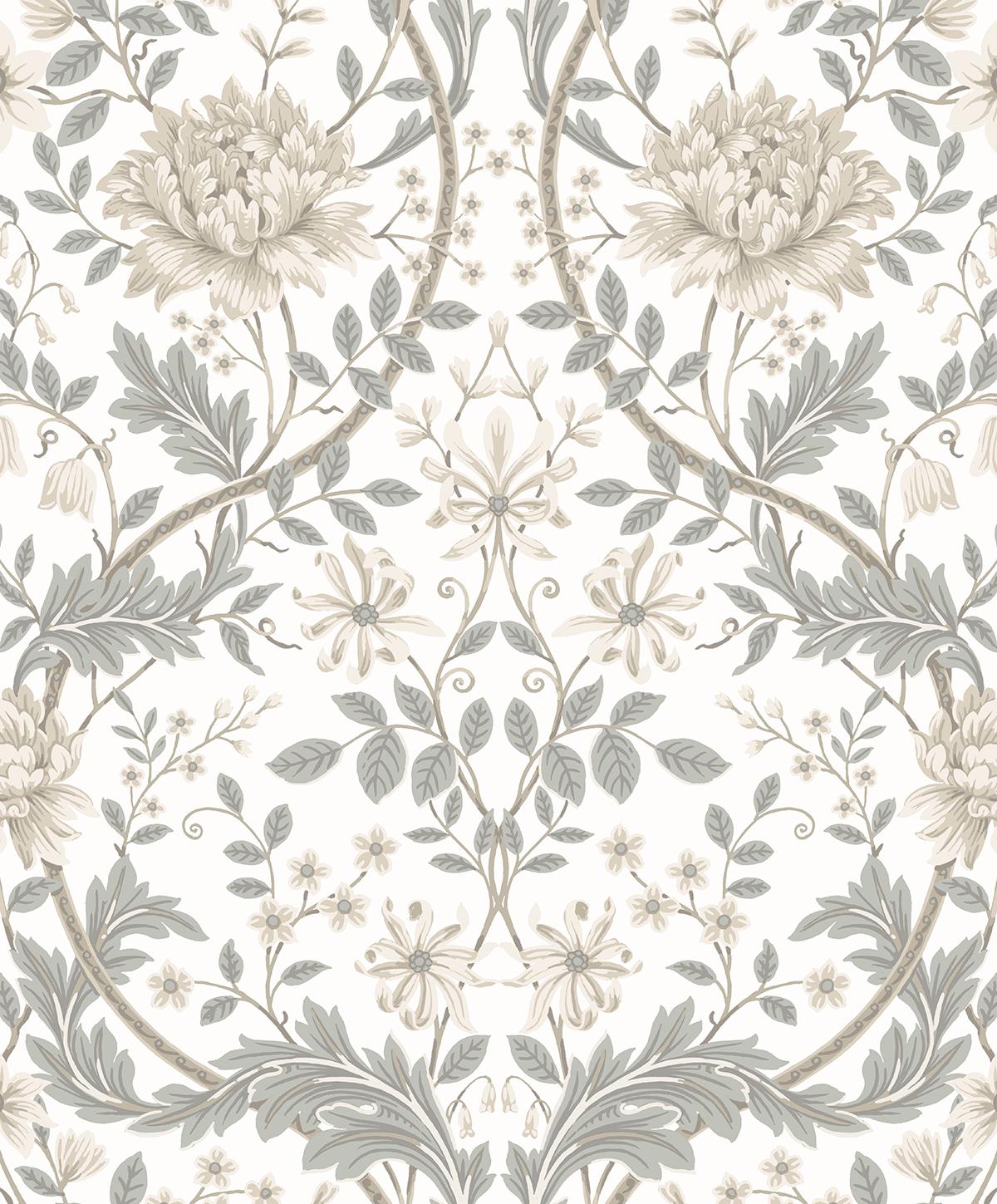 Seabrook Honeysuckle Trail Ivory & Grey Wallpaper