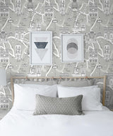 Seabrook Paris Scene Grey Wallpaper