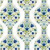 Seabrook Floral Ogee Cobalt & Spring Green Wallpaper
