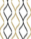 Seabrook Ogee Ribbon Metallic Gold & Ebony Wallpaper
