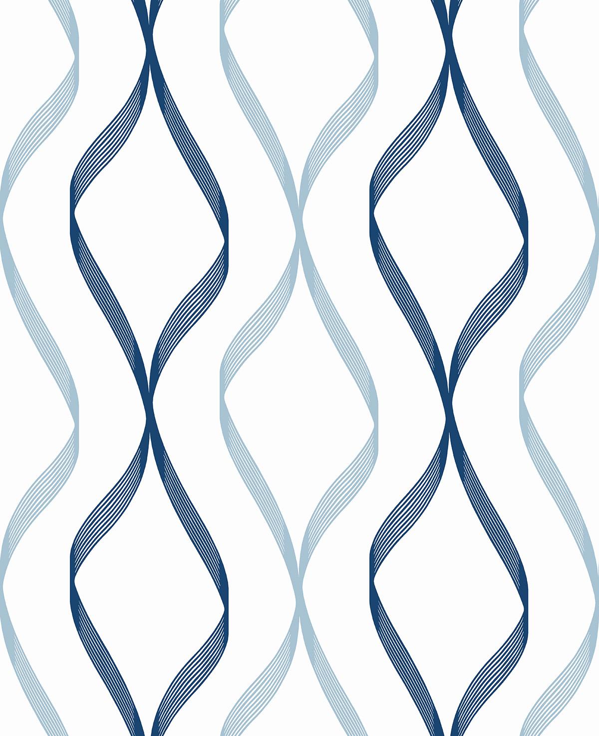Seabrook Ogee Ribbon Celtic Blue & Dewdrop Wallpaper