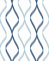 Seabrook Ogee Ribbon Celtic Blue & Dewdrop Wallpaper