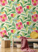 Seabrook Garden Block Floral Multicolored Wallpaper
