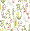 Seabrook Wild Garden Lemongrass & Posy Pink Wallpaper