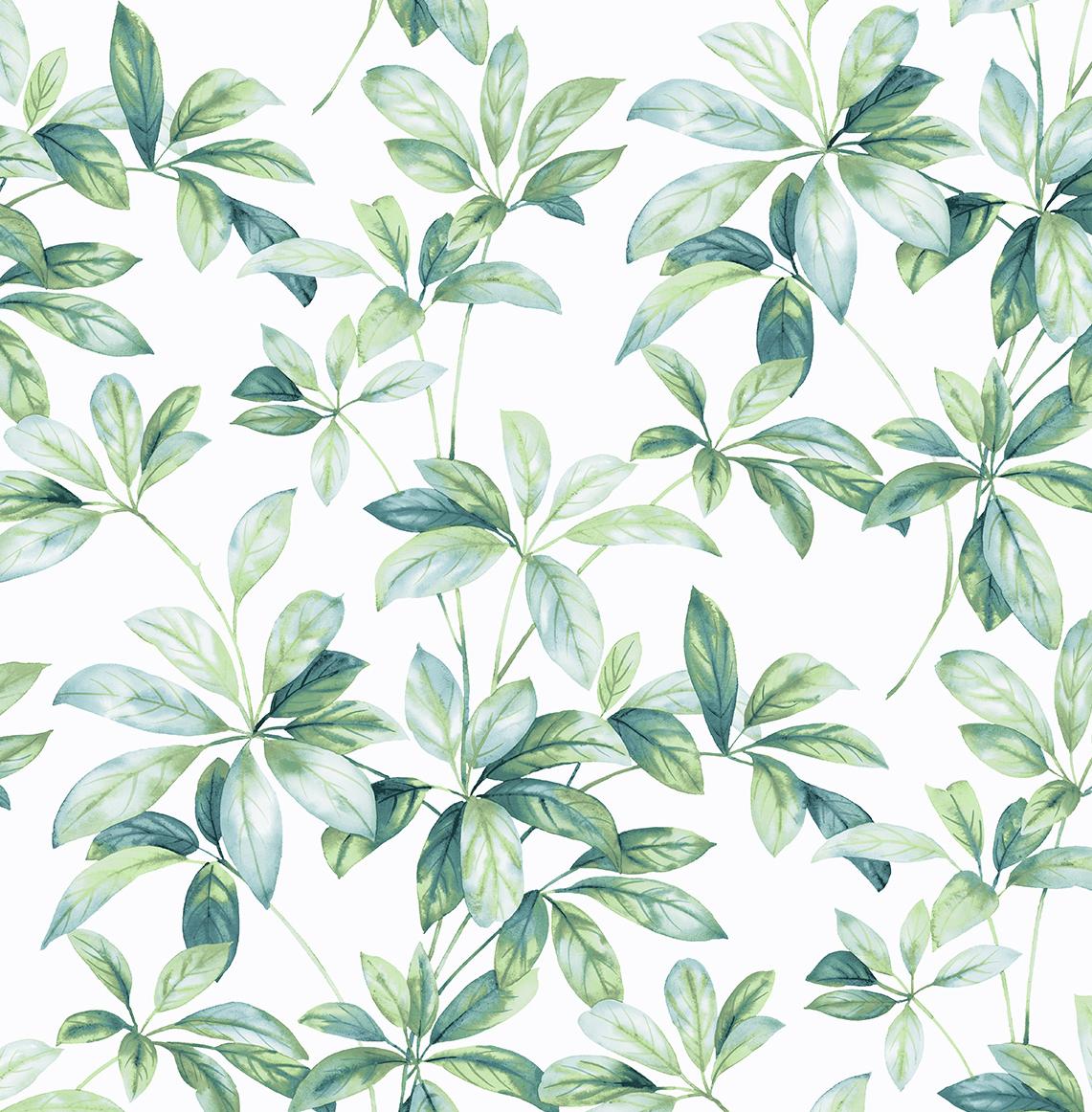 Seabrook Leaf Trail Seaglass Wallpaper
