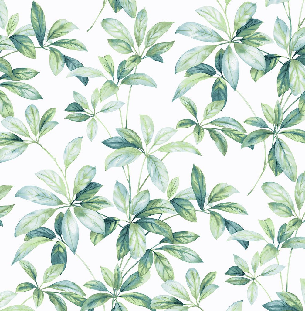 Seabrook Leaf Trail Green Wallpaper