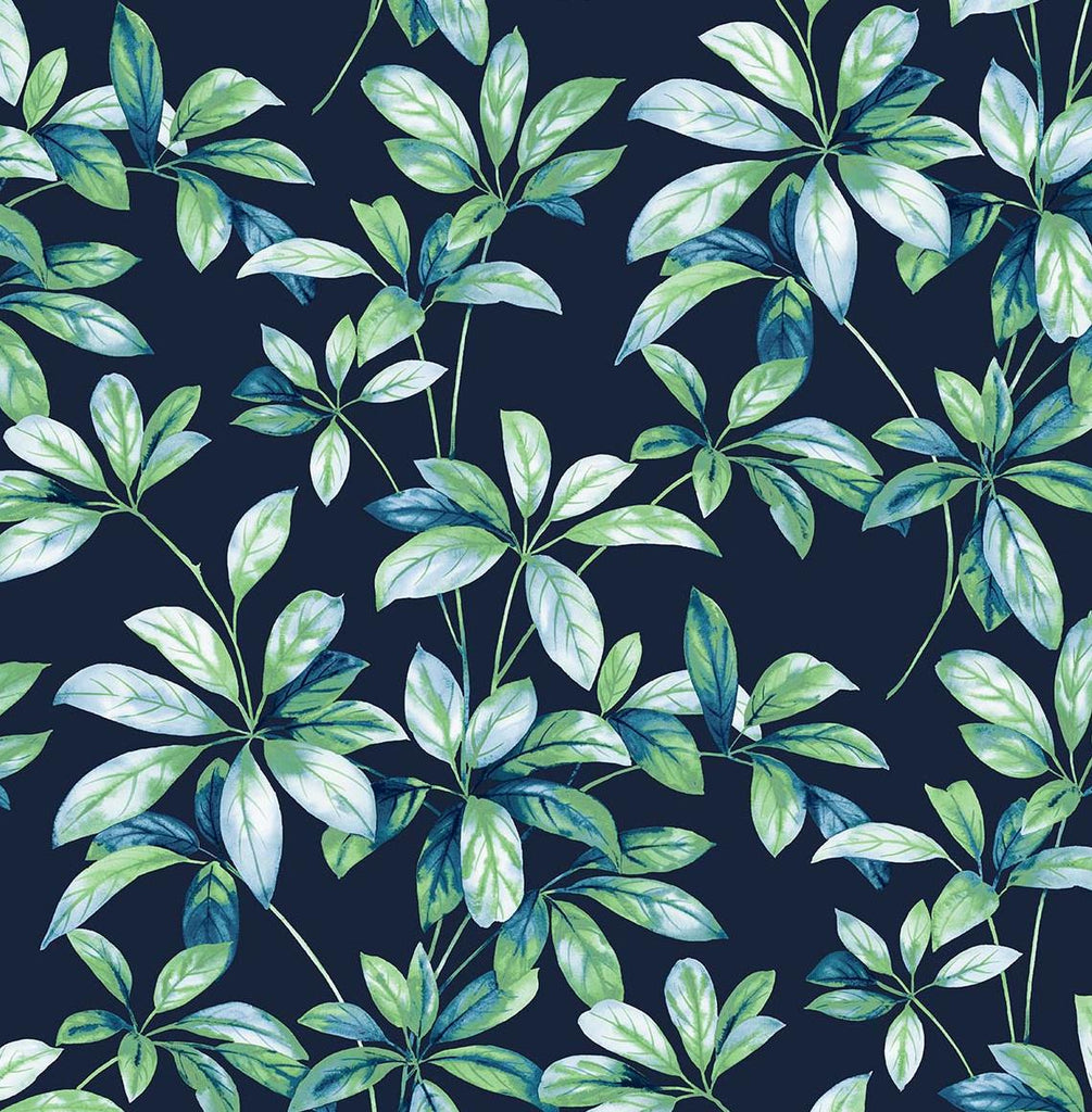 Seabrook Leaf Trail Blue Wallpaper